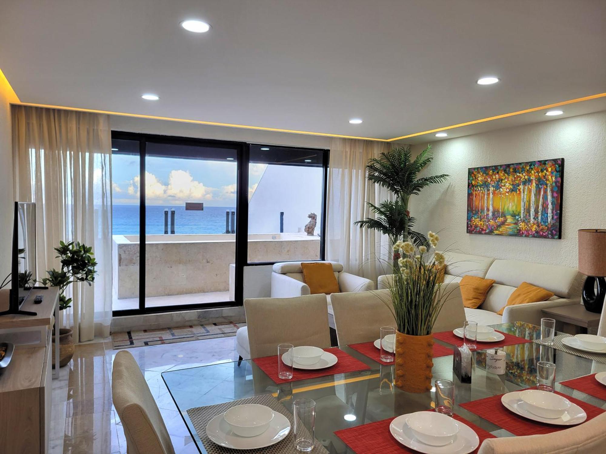 Amplio condominio frente al mar Cancún Exterior foto